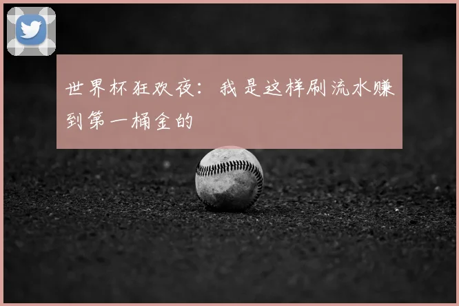 世界杯狂欢夜:我是这样刷流水赚到第一桶金的
